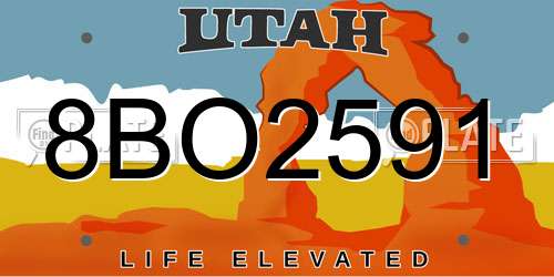 8BO2591 Utah License Plate