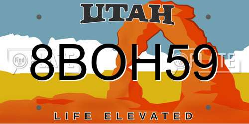 8BOH59 Utah License Plate