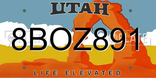 8BOZ891 Utah License Plate