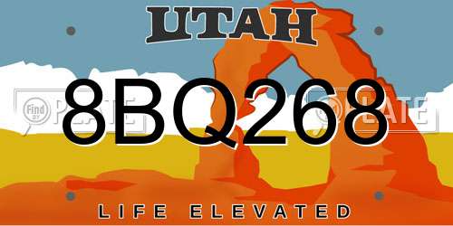 8BQ268 Utah License Plate