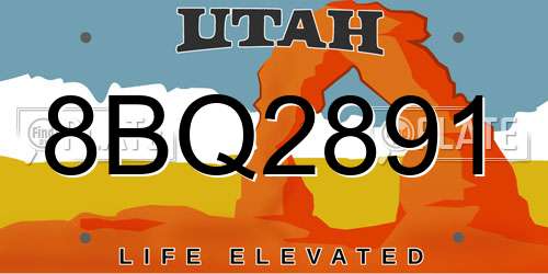 8BQ2891 Utah License Plate