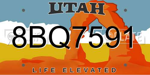8BQ7591 Utah License Plate