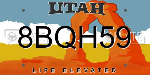8BQH59 Utah License Plate