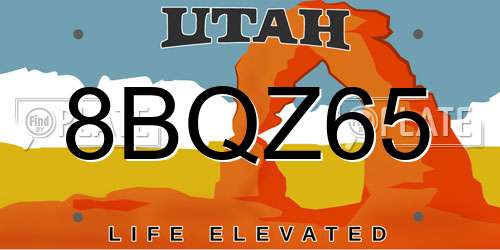 8BQZ65 Utah License Plate