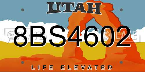 8BS4602 Utah License Plate