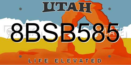 8BSB585 Utah License Plate