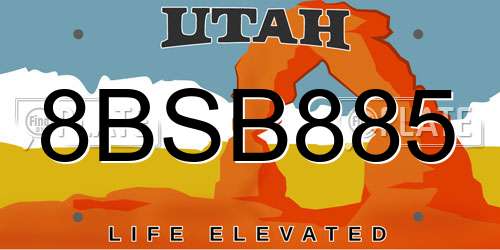8BSB885 Utah License Plate