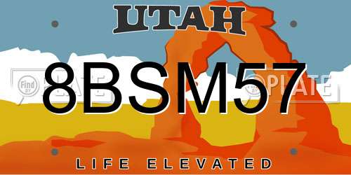 8BSM57 Utah License Plate