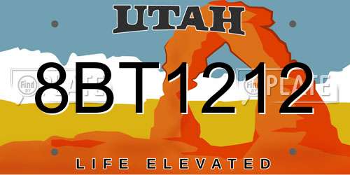 8BT1212 Utah License Plate