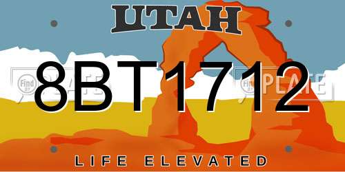 8BT1712 Utah License Plate