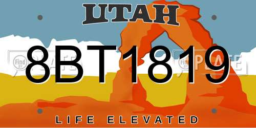 8BT1819 Utah License Plate