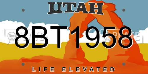 8BT1958 Utah License Plate