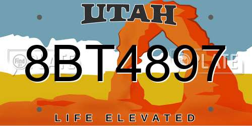 8BT4897 Utah License Plate