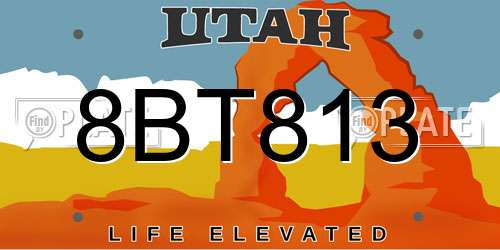 8BT813 Utah License Plate