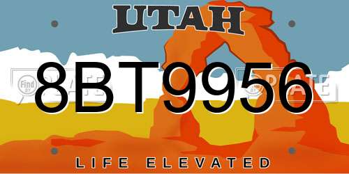 8BT9956 Utah License Plate