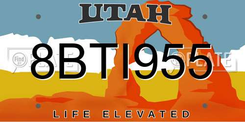 8BTI955 Utah License Plate