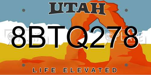 8BTQ278 Utah License Plate