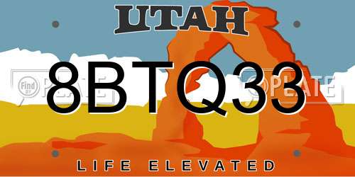 8BTQ33 Utah License Plate