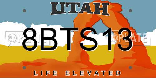 8BTS13 Utah License Plate
