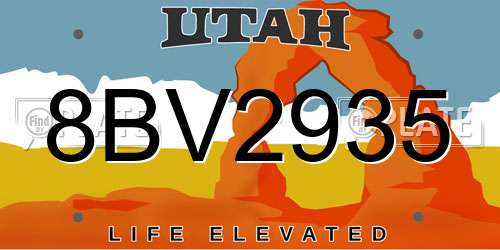8BV2935 Utah License Plate