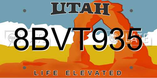 8BVT935 Utah License Plate