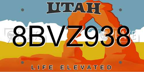 8BVZ938 Utah License Plate