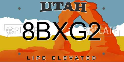 8BXG2 Utah License Plate