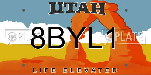 8BYL1 Utah License Plate