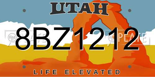 8BZ1212 Utah License Plate