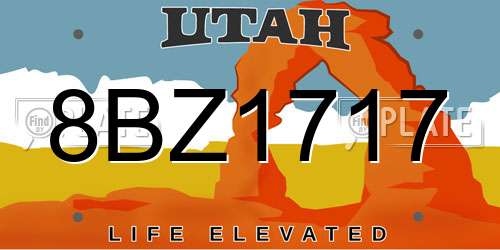 8BZ1717 Utah License Plate