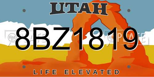 8BZ1819 Utah License Plate