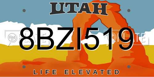 8BZI519 Utah License Plate