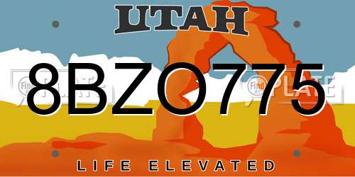 8BZO775 Utah License Plate