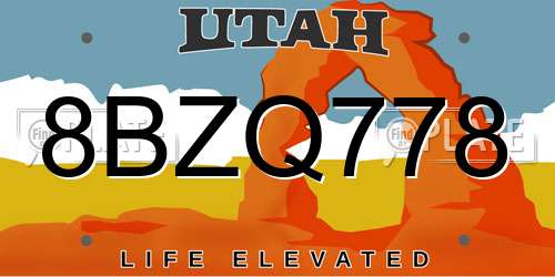 8BZQ778 Utah License Plate