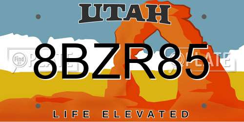 8BZR85 Utah License Plate