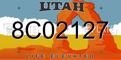 8C02127 Utah License Plate