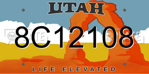 8C12108 Utah License Plate