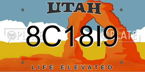8C18I9 Utah License Plate