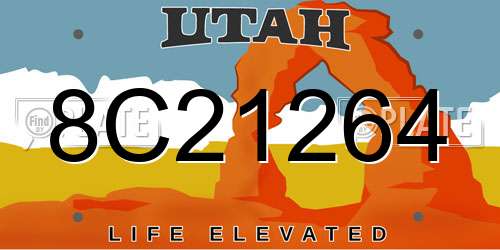 8C21264 Utah License Plate
