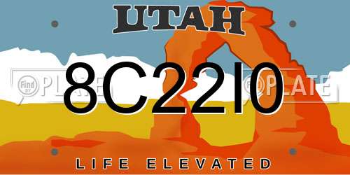 8C22I0 Utah License Plate