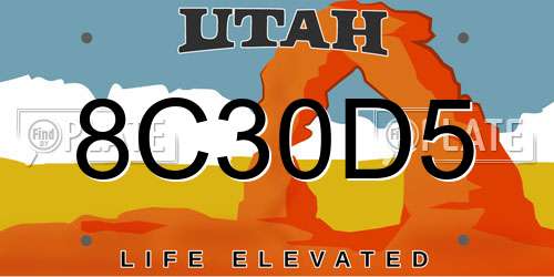 8C30D5 Utah License Plate