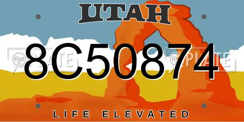 8C50874 Utah License Plate