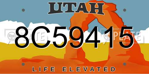 8C59415 Utah License Plate