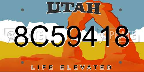 8C59418 Utah License Plate