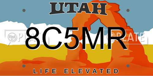 8C5MR Utah License Plate