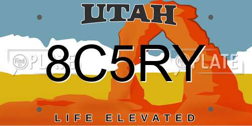 8C5RY Utah License Plate