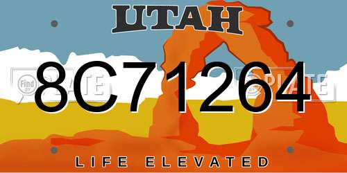 8C71264 Utah License Plate