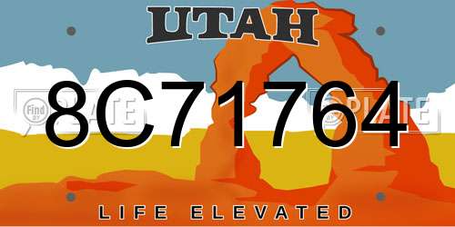 8C71764 Utah License Plate