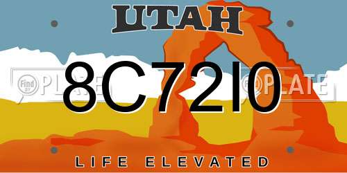 8C72I0 Utah License Plate