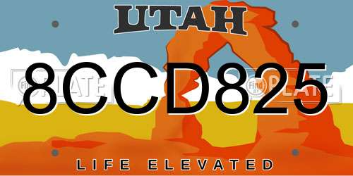 8CCD825 Utah License Plate